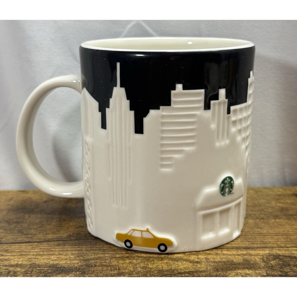 2012 Starbucks Collector Series New York City Relief Embossed Skyline Taxi Cab - Picture 2 of 5